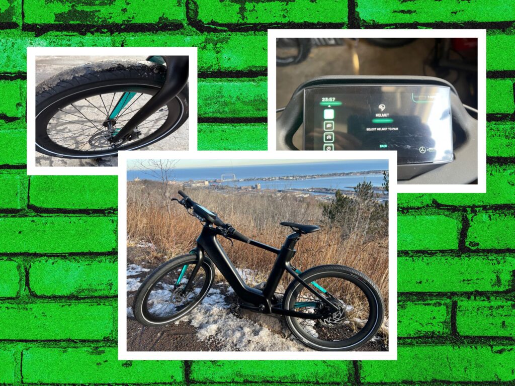 N Bikes Mercedes AMG F1 Track Edition 750 Electric Bike Reviewer Collage 032025 SOURCE Stephanie Pearson DIyzrf